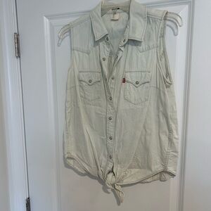 Levi's Women's Sleeveless Button-Down Shirt - Light Blue